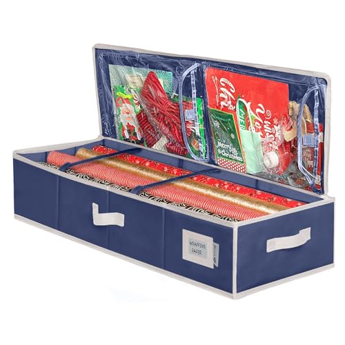 Premium Geschenkpapier-Aufbewahrungsbehälter – strapazierfähiges Material 600D reißfest – passend für bis zu 27 Papierrollen – Extra Taschen für Bänder und Schleifen von HOLDN’ STORAGE