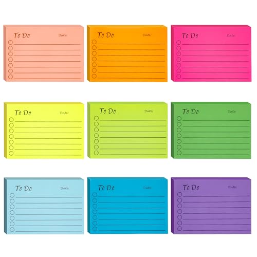 To Do Liste Haftnotizen 9 Blöcken Sticky Notes Notizblock Erinnerung Bunt Selbstklebend Klebezettel Mehrfarbigen für Büro Schule Familie Zuhause 450 Blätter 10×7 cm von HOLEMZ