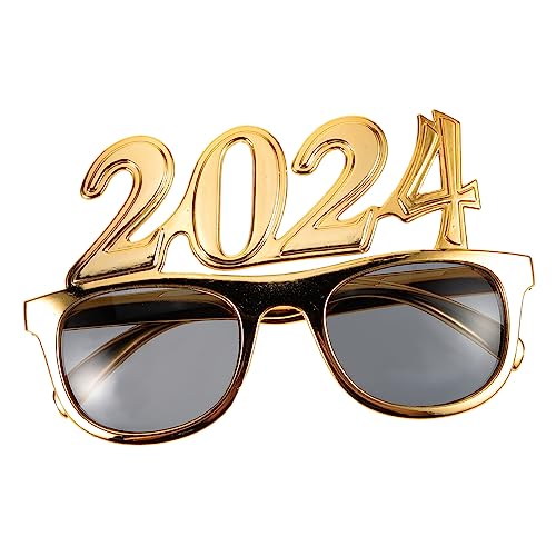 HOLIDYOYO 1 Paar Jahreskonferenz von Digital Eye faschingsbrille karnevalsbrille dekogläser Partydekorationen Festival neujahr versorgung Foto Requisiten Partybrille Plastik Golden von HOLIDYOYO