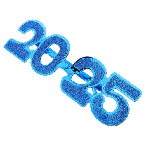 HOLIDYOYO 1 Paar Pulvergläser Elektroplierend Neujahrsbrille 2025 Neujahrsfeierbrille 2025 Partybrillen 2025 Neujahrsbrille Silvesterbrille 2025 Frohes Neues Jahr Brille Stilvoll Blau Stk von HOLIDYOYO