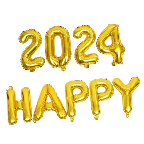 HOLIDYOYO 1 Satz 2024 Partyballons Großer Zahlenballon Neujahrspartyzubehör Girlande Luftballons Zum Binden Ballonfüllmaschine Inflator Größer Folienballons Jubiläum Golden Aluminiumfolie von HOLIDYOYO