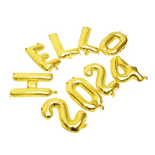 HOLIDYOYO 1 Satz 2024 Partyballons Neujahrs-Fotokabinen-Requisite Folienballon 2024 Weihnachtsdekorationen Ornament Party-Layout-Requisiten neujahrsballons Buchstabe einstellen Geschenk von HOLIDYOYO