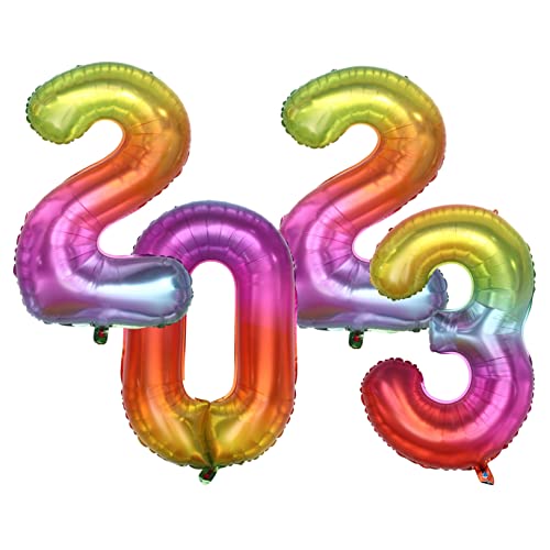 HOLIDYOYO 1 Satz Luftballons für die Party wand polsterung große luftballons new year decoration helium-ballongas LED Festival Ö Oh Ballonnummern 2023 Silvester Folienballons Aluminiumfolie von HOLIDYOYO