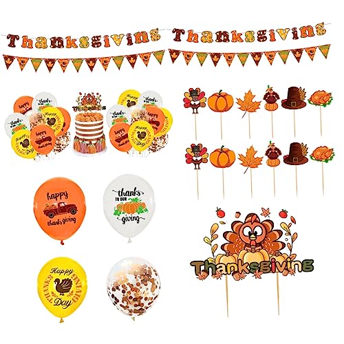 HOLIDYOYO 1 Satz Luftballons zum Erntedankfest thanksgiving dekoration thanksgiving decoration farbiger Luftballon Dekorationen Thanksgiving-Cupcake-Topper Erntedankfest-Szenen-Layout-Dekore von HOLIDYOYO