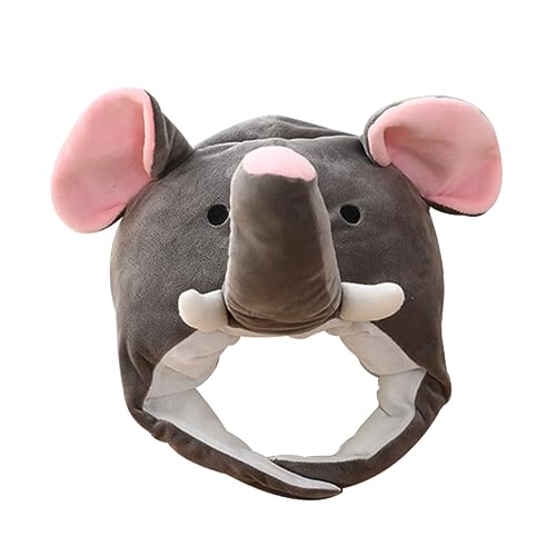 HOLIDYOYO 1 Stück Elefanten Kopfbedeckung Tierbekleidung Mütze Kostüme Elefant Partyhut Cosplay Requisiten Partykostümhut Rollenspielhut Elefantenform Hut Plüsch Und Pp von HOLIDYOYO