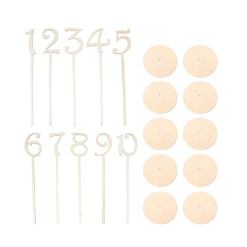 HOLIDYOYO 10 Stück 1–10 Tischnummernhalter Holztischnummern Mit Haltersockel Hochzeitstischplantafel 1–10 Holztischnummern Für Heimparty-Dekoration (Holzfarbe) von HOLIDYOYO