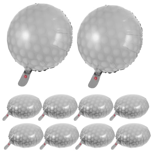 HOLIDYOYO 10 Stück Golfball-Luftballons Golf-Themen-Luftballons Golfball-Sport Runde Luftballons Golf-Aluminiumfolien-Luftballons Golf-Thema Geburtstagsdekoration von HOLIDYOYO