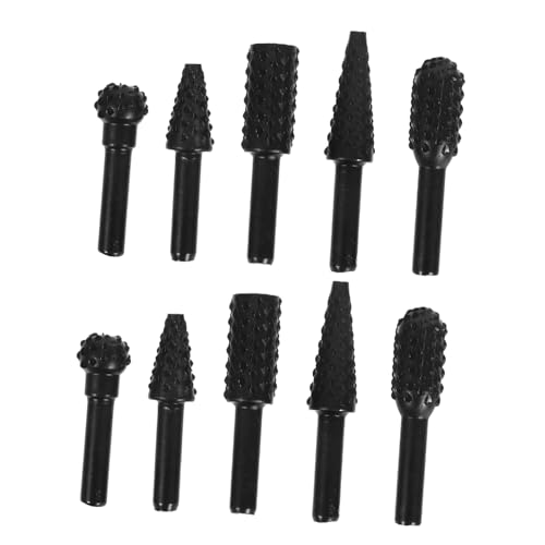 HOLIDYOYO 10 Stück Holzbearbeitungsdatei Shaping-datei Polierwerkzeuge Aus Metall Metallschnitzwerkzeuge Holzbearbeitungswerkzeug Grat Schneiden Holzschnitzereibits Gravierbohrer Stahl Black von HOLIDYOYO