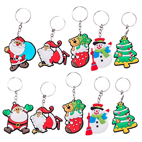 HOLIDYOYO 10 Stück Schlüsselanhänger Weihnachtsdekor Weihnachtsmann Schneemann Schlüsselanhänger Taschenanhänger Weihnachts Schlüsselanhänger Weihnachts Schlüsselring von HOLIDYOYO