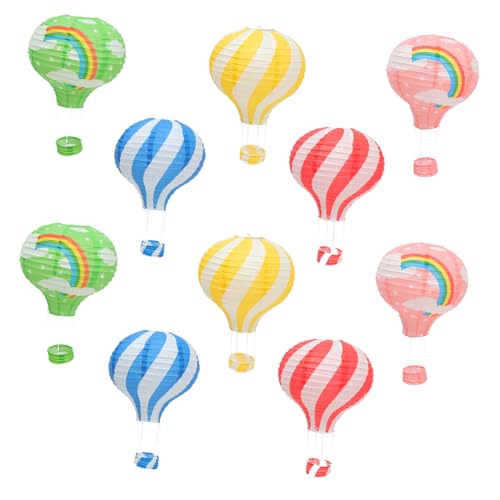 HOLIDYOYO 10 Stück Teiliges Papier Heißluftballon Lampions Wiederverwendbar Kindergarten Dekoration Kinderzimmer Laternen Party Raumdeko Robust Festlich von HOLIDYOYO