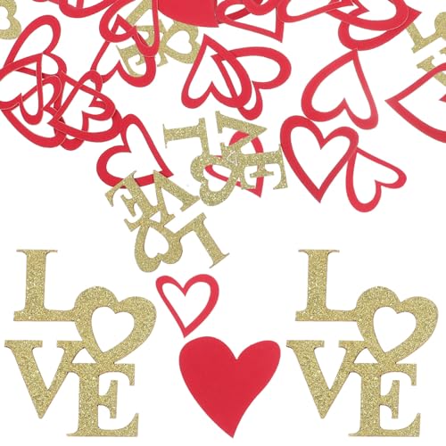 HOLIDYOYO 100 Stück Valentinstag-Konfetti Rote Herzen Glitzerndes Konfetti Valentinsdekoration Pailletten-Papier-Konfetti Für Hochzeit Jahrestag Verlobung Junggesellenabschied Geschenktisch von HOLIDYOYO