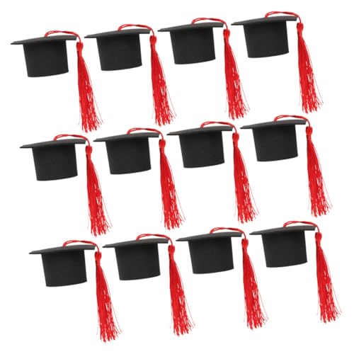 HOLIDYOYO 12 Stück Graduation Cap Kuchen Toppers Kleine Abschlussmütze Dekoration für Kuchen und Getränke für Abschlussfeiern und Feiern mit Quaste von HOLIDYOYO