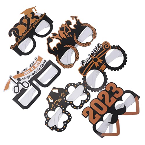 HOLIDYOYO 12 Stück Papiergläser Abschlussfeier Dekoration Partybrille Abschlussfeier - Einzigartige Brillen Junggesellinnenparty Abschlussfeier Brille Grad Foto Requisiten Golden von HOLIDYOYO
