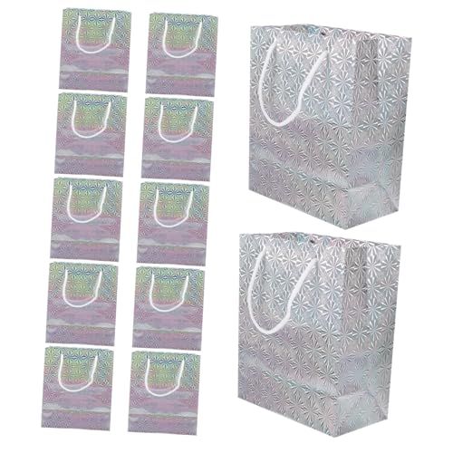 HOLIDYOYO 12 Stück Papiertüte Mubarak Hochzeit Partyzubehör Taschen Papier bereit groß dekorative Geschenktüten tragbare Geschenktüten Geschenkbehälter Geschenktüten für Silver von HOLIDYOYO