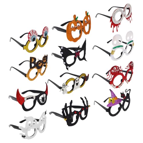 HOLIDYOYO 12 Stück Teiliges Halloween Partybrillen aus Glitter Kunststoff mit Kürbis Geist und Totenkopf Motiven Verstellbar für Erwachsene Lustige Foto-requisiten für Gruselige HOLIDYOYO 12 Stück Teiliges Halloween Partybrillen aus Glitter Kunststoff mit Kürbis Geist und Totenkopf Motiven Verstellbar für Erwachsene Lustige Foto-requisiten für Gruselige von HOLIDYOYO