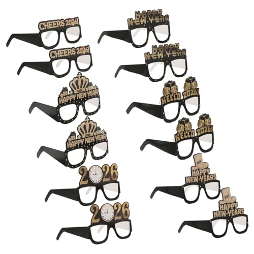 HOLIDYOYO 12 Stück Teiliges Neujahrs-brillen aus Papier für Erwachsene Bunte Party-accessoires Auffällige Dekorationen für Silvesterfeier und Festliche Foto-requisiten von HOLIDYOYO