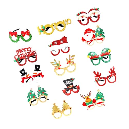 HOLIDYOYO 14 Stück Weihnachtsgläser ferngläser kinderferngläser weihnachtgeschenk weihnachtsbekleidung weihnachts deke für Dekorationen Kostüm Brillen Festliche Brille Baumwollfüllung von HOLIDYOYO
