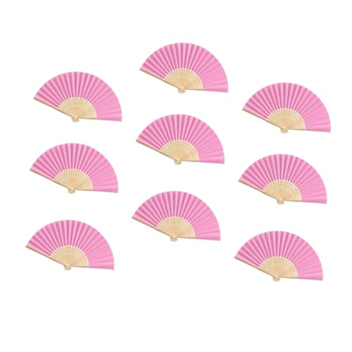 HOLIDYOYO 18 Stück Leerer Papierfächer Faltlüfter Mini-fans Partydekorationen Aus Papierfächern Fan-handheld-papier Hochzeitsfans Für Gäste Gescheckt Handfächer Aus Papier Hölzern Rosa von HOLIDYOYO