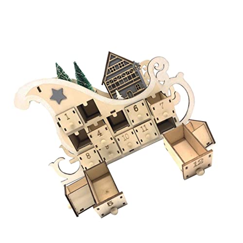 HOLIDYOYO 1pc 24 Weihnachtskalender Aus Holz Saisonal Weihnachtskalender-countdown Countdown-weihnachtskalender Spottschrift Dekorationen Weihnachtskalenderverzierung Kiefer Hölzern Khaki von HOLIDYOYO