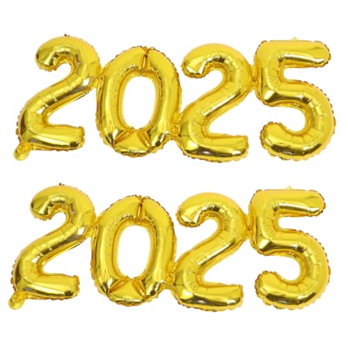 HOLIDYOYO 2 Stück 2025 Ballon 2025 Luftballons Silvester- Neujahrsdekorationen Nummern Für Folienballons Grad Partydekorationen Nummernballons Aus Folie Aluminiumfolie Golden von HOLIDYOYO