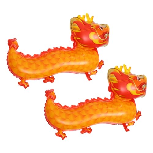 HOLIDYOYO 2 Stück Dragon King Ballon Jahr Luftballons Weiß LED Drachenballon für das neue Jahr Frühlingsfest Lieferungen Frühlingsfest-Partyballon Ballondrache Aluminiumfolie Orange von HOLIDYOYO