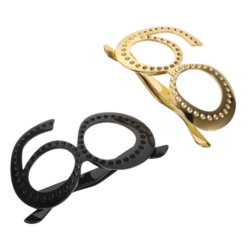 HOLIDYOYO 2 Stück Geburtstagsbrille aus leichtem ABS-Material, wiederverwendbare und pflegeleichte Partybrille für Fotokabine, lustige Kostümbrille in Schwarz und Gold zur Geburtstagsfeier von HOLIDYOYO