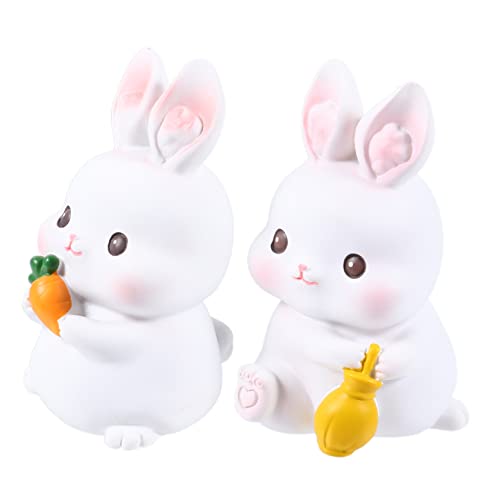 HOLIDYOYO 2 Stück Hasendekoration Dekorationen Mädchen Überdimensioniert Ausgestopft Kaninchen-Ornament Für Die Tischplatte Miniatur-Hasen Geldautomat Plüsch Kaninchendekor Harz Weiß von HOLIDYOYO