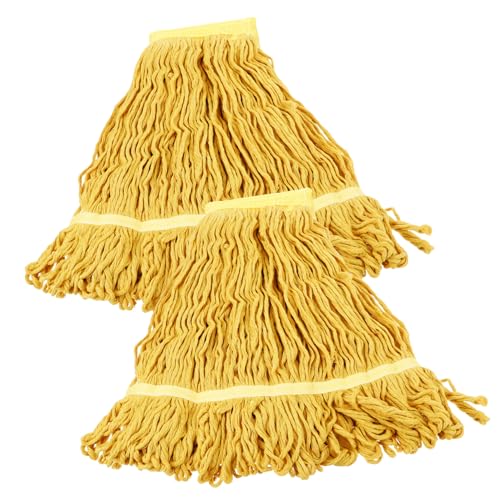 HOLIDYOYO 2 Stück Reinigen Sie den Moppkopf Ersatz Mopp für Wände Moppköpfe Mopps Reiniger Waschbarer Moppenkopf Fliesenwischerkopf Mop-Nachfüllzubehör Wischkopf reinigen Baumwollgarn Yellow von HOLIDYOYO