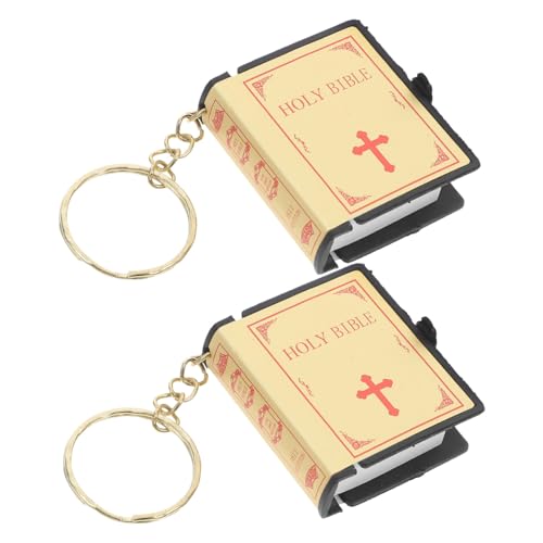 HOLIDYOYO 2 Stück Schlüsselanhänger Schlüsselbundzubehör Verse Miniaturbibel Bibelbuch Anhänger christliche schlusselanhanger Taschenanhänger Mini -Bibelschlüsselkette Abs Golden von HOLIDYOYO