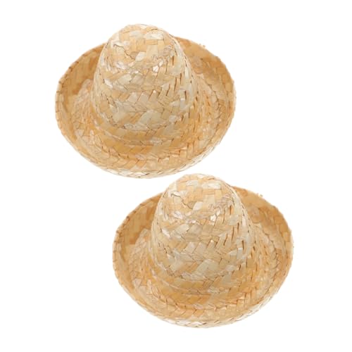 HOLIDYOYO 2 Stück Teiliges Mini Strohhut Dekorativer Kleiner Puppenhut Handgefertigte Miniatur Strohhüte für DIY Bastelarbeiten und Puppendekoration Wiederverwendbar Robust als von HOLIDYOYO