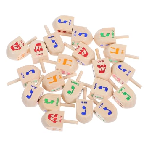 HOLIDYOYO 20 Stück Teiliges Handgefertigter Holz Dreidel für Chanukka Festspiele Traditionelle Religiöse Spielzeuge aus Natürlichem Holz für Erwachsene Kulturelle Feiertagsdekoration und von HOLIDYOYO