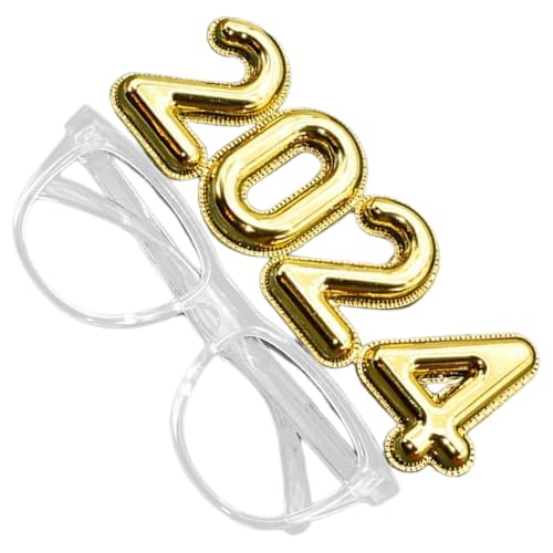 HOLIDYOYO 2024 Brille Weihnachtsgläser Silvesterbrille Partybrille 2024 Frohes Neues Jahr Brille Partygeschenke Für Das Neue Jahr Weihnachtsbrillengestell Neuheit Anzahl Stk Zubehör von HOLIDYOYO