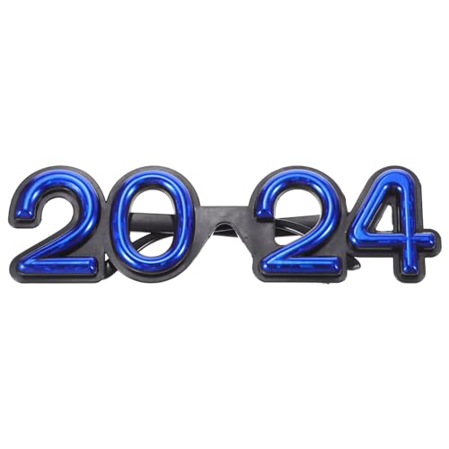 HOLIDYOYO 2024 Brillen Kunststoff 2024 Silvester Party Brille Abschlussfeier 2024 Party Foto Requisiten Silvester Kostüm Brillen Für Silvester Partyzubehör Blau von HOLIDYOYO