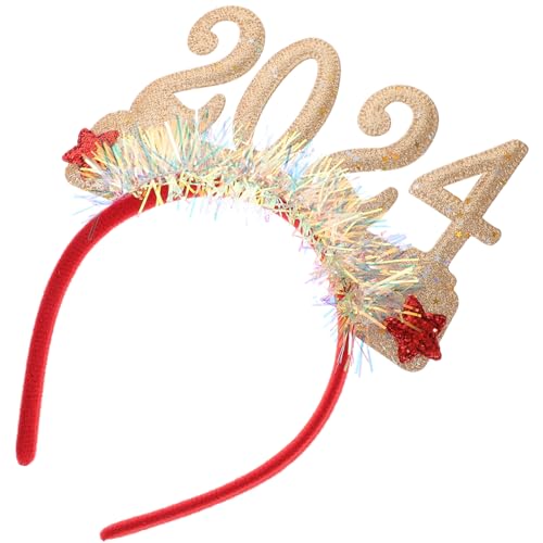 HOLIDYOYO 2024 Neues Jahr Stirnband Tiara Des Neuen Jahres Glitzerstern-kopfkrone Partygeschenke Für Das Neue Neujahrs-stirnband Haarschmuck Für Das Neue Star-bopper Quaste Plastik Kopftaste von HOLIDYOYO