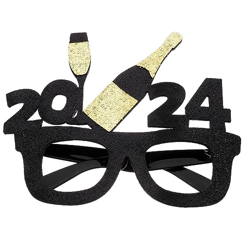 HOLIDYOYO 2024 Neujahrsbrille Glitzernde Filz-Partybrille Frohes Neues Jahr Fotoautomaten-Requisiten Partyzubehör von HOLIDYOYO