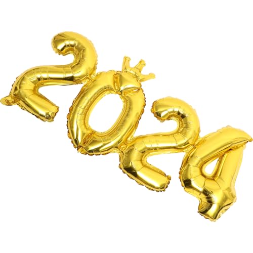 HOLIDYOYO 2024 Zahlenballon Goldfolie Frohes Neues Jahr Ballon Riese 2024 Zahlenballon Für Silvester Abschlussfeier Dekorationen Golden von HOLIDYOYO