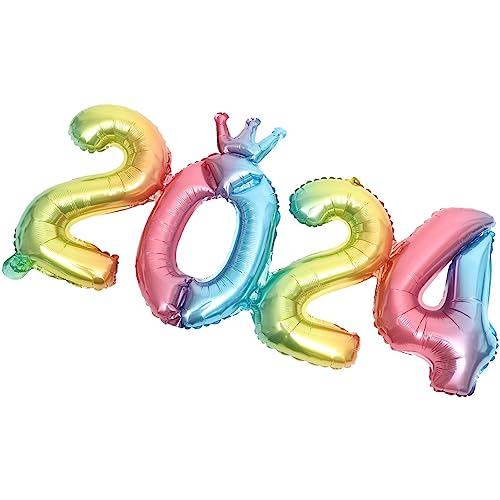 HOLIDYOYO 2024 Zahlenballons Mit Farbverlauf Großer Ballon Für Das Neue Jahr Für 2024 Silvester Festival Partyzubehör Abschlussfeier Geburtstagsdekoration von HOLIDYOYO