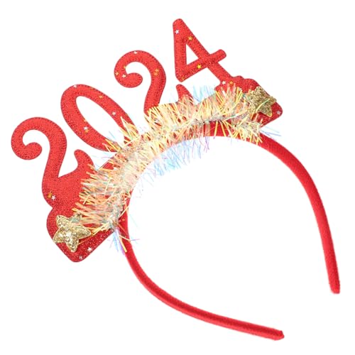 HOLIDYOYO 2024 neues jahr stirnband Foto-Requisite für das neue Jahr Foto-Requisiten für die Haarbänder Golddekor Tiara Partyzubehör für das neue Jahr kreatives Haarband Quaste Kopfbedeckung von HOLIDYOYO