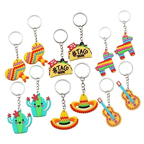 HOLIDYOYO 24 Stück Mexikanische Schlüsselanhänger Fiesta-thema Dekorationen Schlüsselanhänger Partygeschenk Für Jungen Und Mädchen von HOLIDYOYO