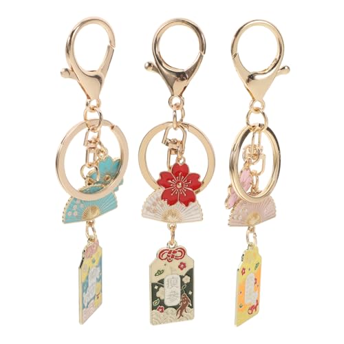 HOLIDYOYO 3 Stück Japanische Kirschblüten-fan-anhänger-schlüsselanhänger, Kawaii-charms, Dekorativer Schlüsselanhänger Für Handtaschen, Rucksäcke Und Geldbörsen von HOLIDYOYO