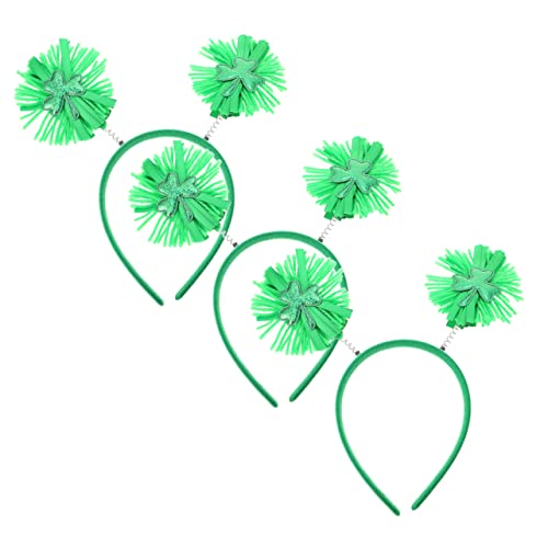 HOLIDYOYO 3 Stück Stirnband st. Dekorationen Festival-Party-Haarband für Mädchen Kleeblatt Grün fasching haarschmuck faschings haarschmuck Haardekoration Festival Kopfschmuck Schleife Green von HOLIDYOYO