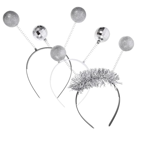 HOLIDYOYO 3 Stück Teiliges Disco Kugel Haarreif mit Elastischem Band Glänzende Antennen Kopfschmuck für Party Karneval und Halloween Verstellbare Cosplay Accessoires für Damen und Herren von HOLIDYOYO