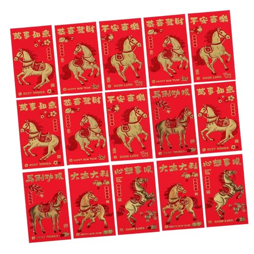 HOLIDYOYO 30 Stück Rote Umschläge Pferdejahr Prägung Chinesische Neujahrsbriefumschläge Robuste Geldtaschen mit Segenssprüchen für Frühlingsfest Hochzeit Lunar Hong Bao von HOLIDYOYO