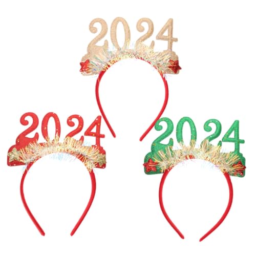 HOLIDYOYO 3st Stirnband Glitzer-zahlenkopfschmuck Foto-requisite Für Das Neue Jahr Kopfschmuck Für Das Neue Jahr 2024 Kopfbedeckung Für Die Neujahrsparty Haarschmuck Plastik Anzahl Zubehör von HOLIDYOYO