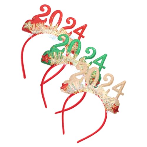 HOLIDYOYO 3St Stirnband 2024 Haarreifen Haarschmuck für die Haarbänder Tiara das Geschenk Dekor Gastgeschenke Silvesterpartyzubehör 2024 Anzahl Kopfbedeckung Kopftaste Requisiten Partybedarf von HOLIDYOYO