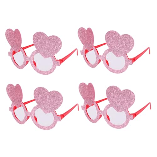 HOLIDYOYO 4 Paare Partybrille Brillen Für Hochzeitsfeiern Herz Brille Valentinstagspartyzubehör Valentine Party Gefallen Vintage-retro Geformt Valentinstag Brille Partydeko Gläser Rosa Stoff von HOLIDYOYO