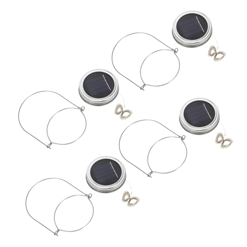 HOLIDYOYO 4 Sätze Solar LED Lichterkette mit Warmweißen Leds Einmachglas Deckel Lichterkette aus Aluminium und Wetterfest Dekorative Gartenbeleuchtung für Outdoor und Party von HOLIDYOYO