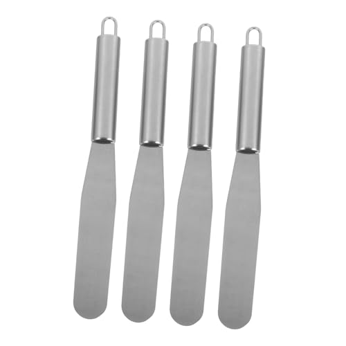 HOLIDYOYO 4 Stück Edelstahl Cake Spatula mit Geradem Griff Vielseitiger Glasur Glätter und Teigschaber für Professionelle Torten Dekoration Komfortabel Langlebig und Einfach zu Reinigen von HOLIDYOYO