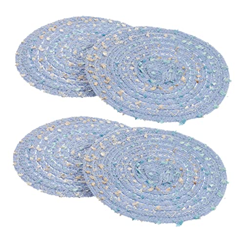 HOLIDYOYO 4 Stück Gewebte Topflappen handgewebte Untersetzer Cup-Matte aus Baumwolle Tassenuntersetzer Untersetzer für Zuhause rund gewebtes Tischset Runde Tischsets Baumwollgarn Blau HOLIDYOYO 4 Stück Gewebte Topflappen handgewebte Untersetzer Cup-Matte aus Baumwolle Tassenuntersetzer Untersetzer für Zuhause rund gewebtes Tischset Runde Tischsets Baumwollgarn Blau von HOLIDYOYO