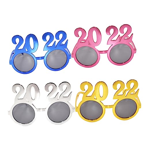 HOLIDYOYO 4 Stück Lustige Brillen für Partys Dekorative Sonnenbrillen Gold Silber Blau und Rot Stylische Accessoires für Fotos und Feiern von HOLIDYOYO